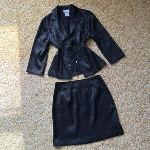 90s Black Sparkle Jacket & Skirt Set